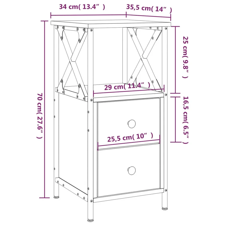 Tables de chevet 2 pcs sonoma gris 34x35,5x70cm bois ingénierie - 12