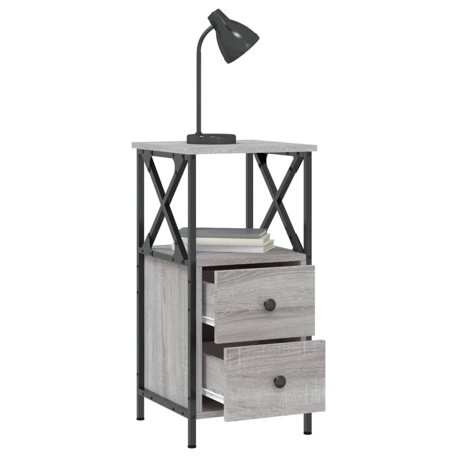 Tables de chevet 2 pcs sonoma gris 34x35,5x70cm bois ingénierie - 9