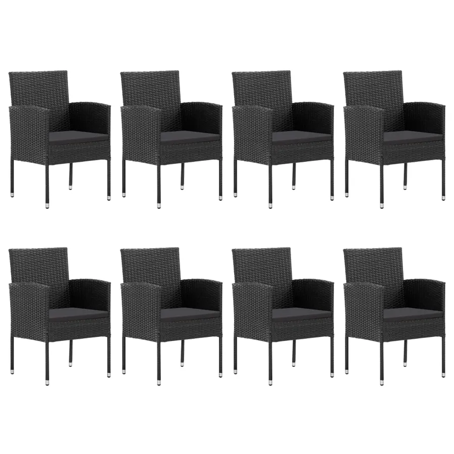 Ensemble à manger de jardin 9 pcs noir résine tressée et acier - 3