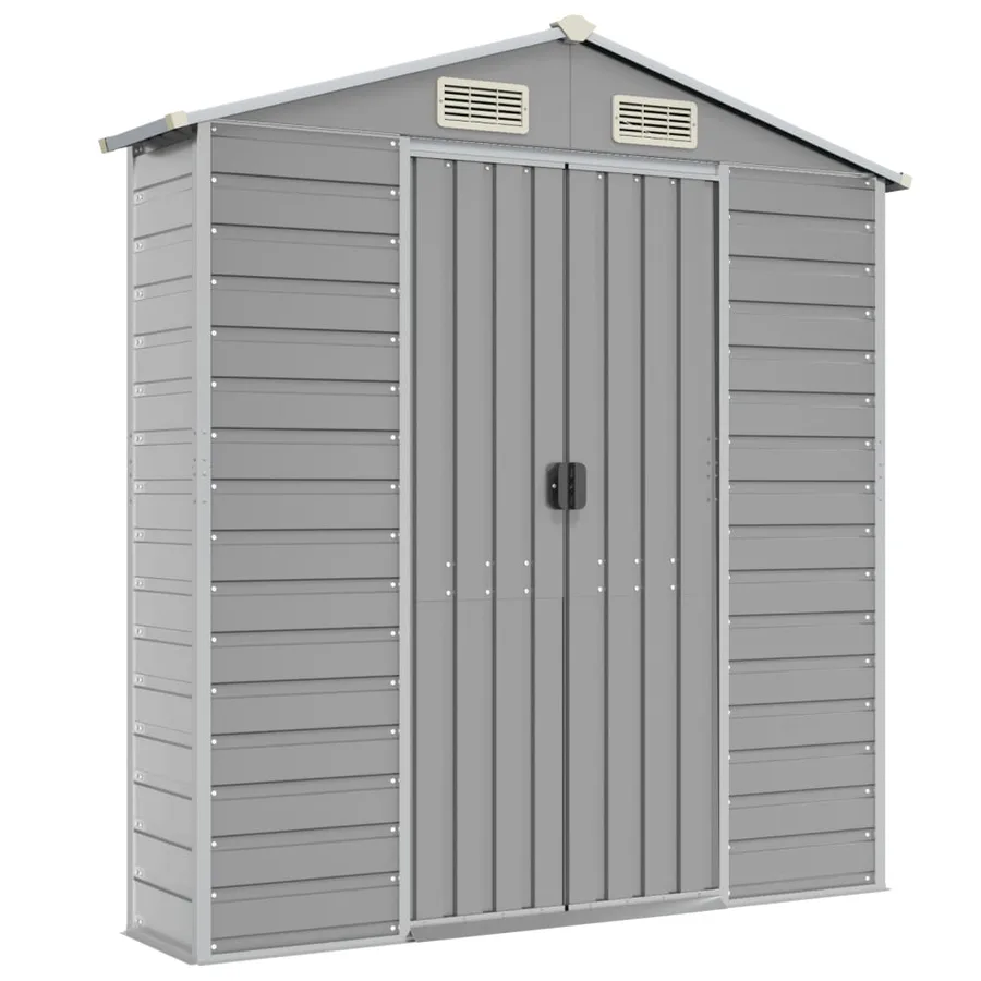 Abri de jardin gris clair 191x130x198 cm acier galvanisé - 8