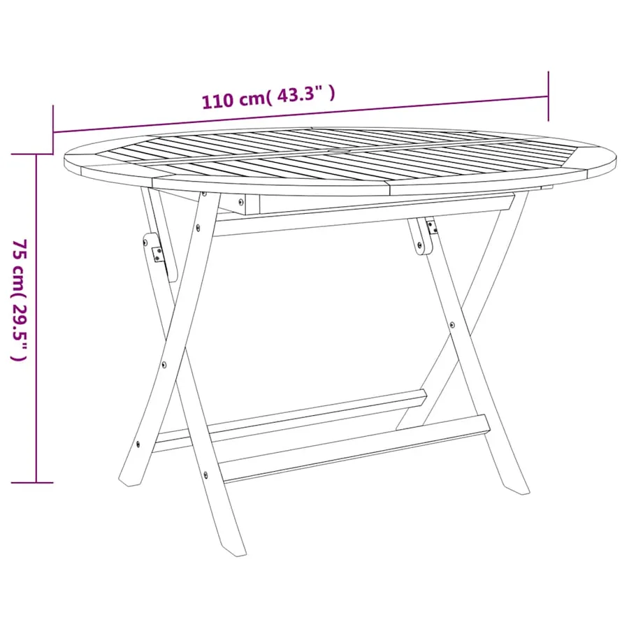 Ensemble de salle à manger de jardin 5 pcs bois d'acacia solide - 11