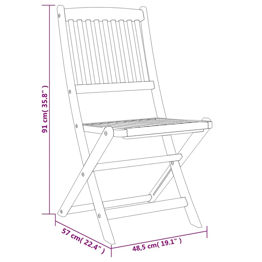 Ensemble de salle à manger de jardin 5 pcs bois d'acacia solide - 12
