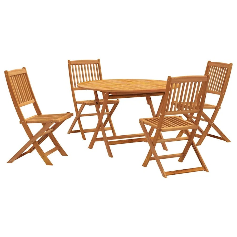 Ensemble de salle à manger de jardin 5 pcs bois d'acacia solide - 2