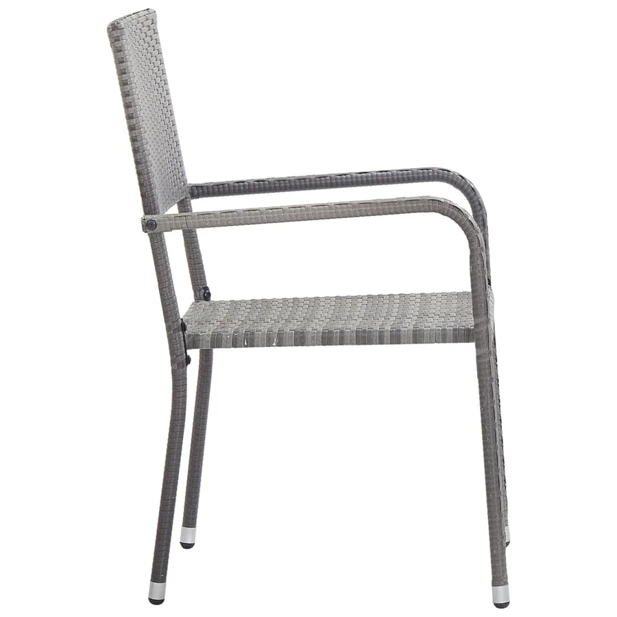 Ensemble à manger de jardin 3pcs gris/noir résine tressée/acier - 6