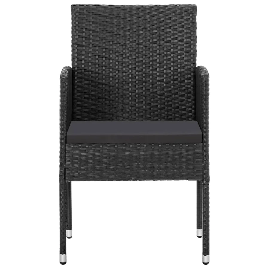 Ensemble à manger de jardin 5 pcs noir résine tressée et acier - 5