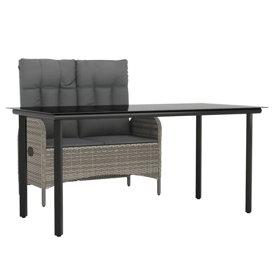 Ensemble à manger jardin et coussins 2 pcs gris rotin - 2