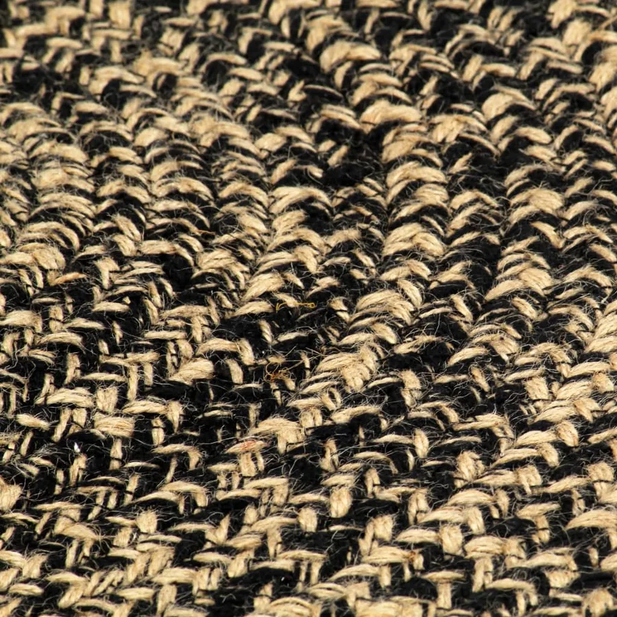 Tapis fait à la main Jute Noir et naturel 120 cm - 4