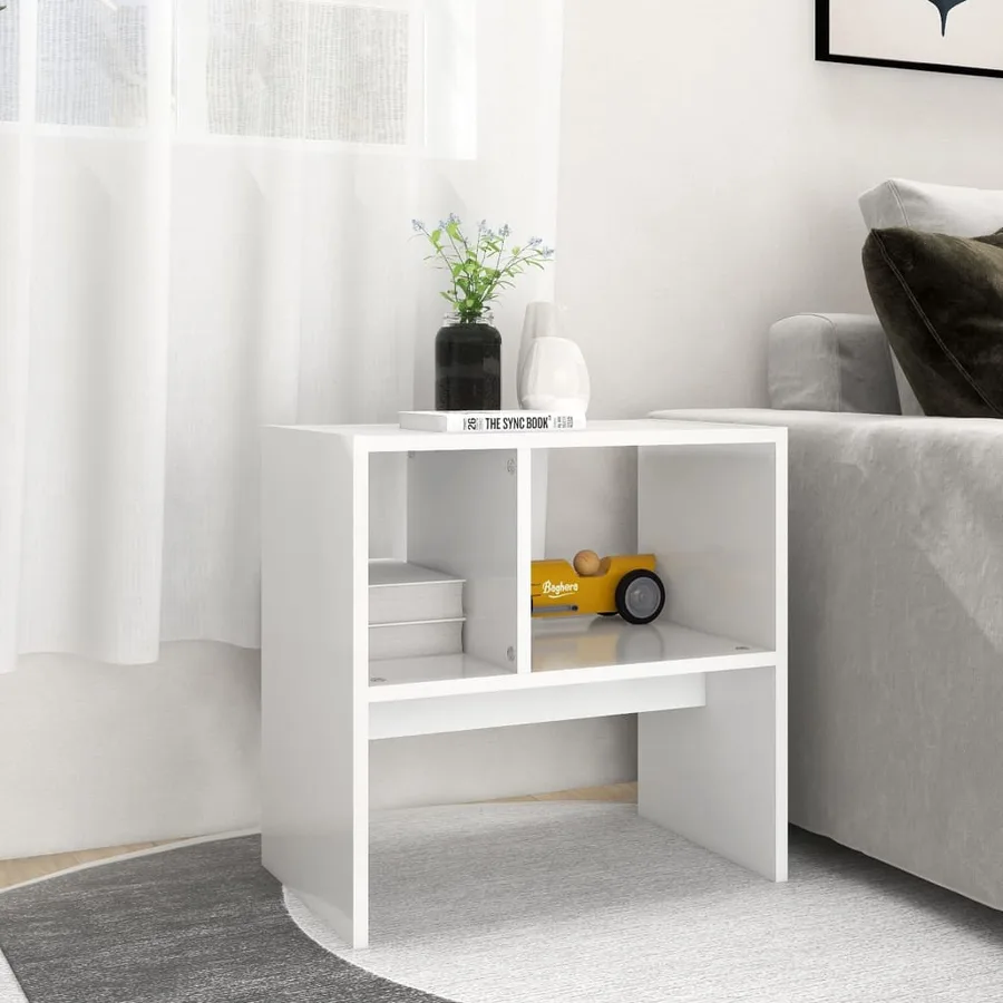 Table d'appoint Blanc 50x30x50 cm Bois d’ingénierie - 4