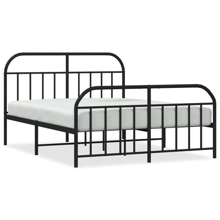 Cadre de lit métal sans matelas avec pied de lit noir 140x190cm - 2