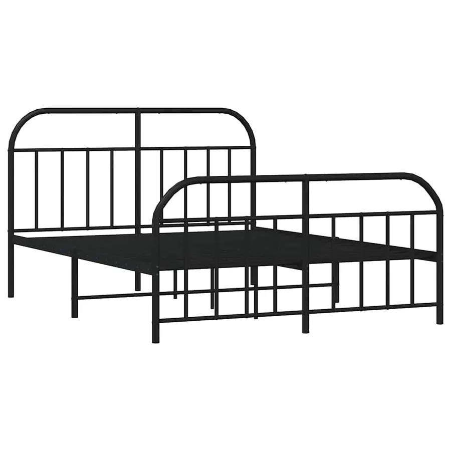 Cadre de lit métal sans matelas avec pied de lit noir 140x190cm - 3