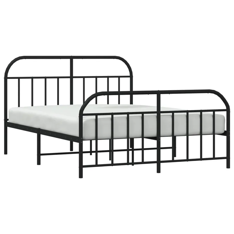 Cadre de lit métal sans matelas avec pied de lit noir 140x190cm - 5