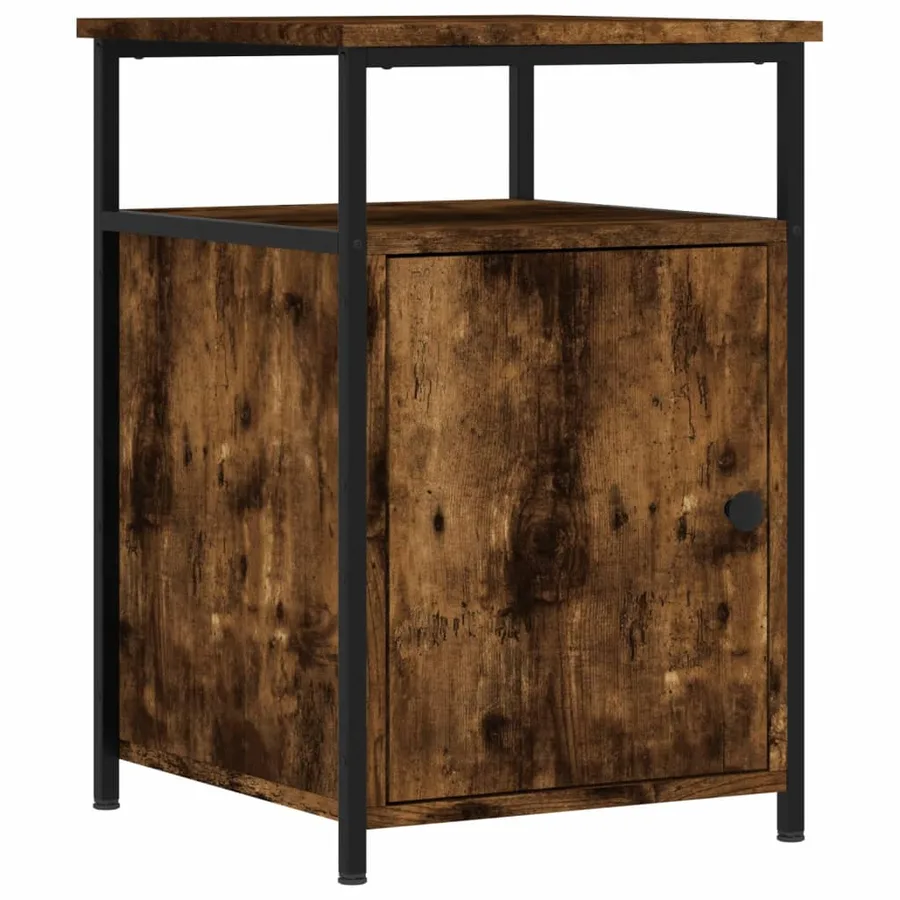 Table de chevet chêne fumé 40x42x60 cm bois d'ingénierie - 2
