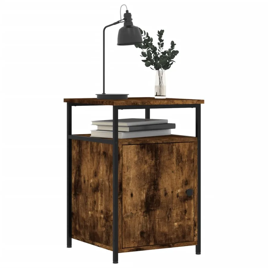 Table de chevet chêne fumé 40x42x60 cm bois d'ingénierie - 3