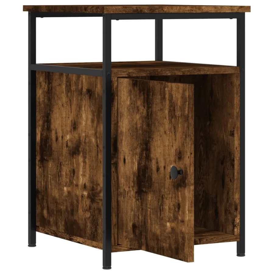 Table de chevet chêne fumé 40x42x60 cm bois d'ingénierie - 5
