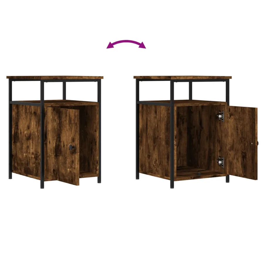 Table de chevet chêne fumé 40x42x60 cm bois d'ingénierie - 9