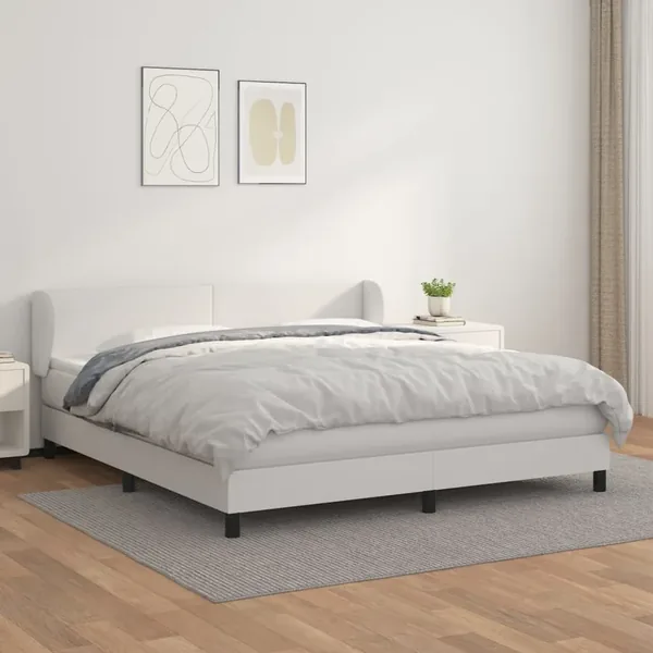 Sommier à lattes de lit avec matelas Blanc 180x200cm Similicuir