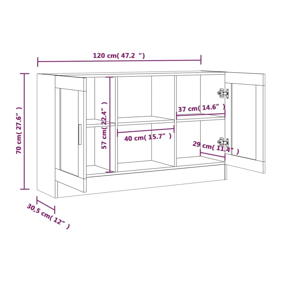 Armoire à vitrine Sonoma gris 120x30,5x70 cm Bois d'ingénierie - 9