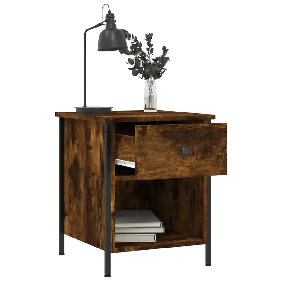 Tables de chevet 2 pcs chêne fumé 40x42x50 cm bois ingénierie - 5
