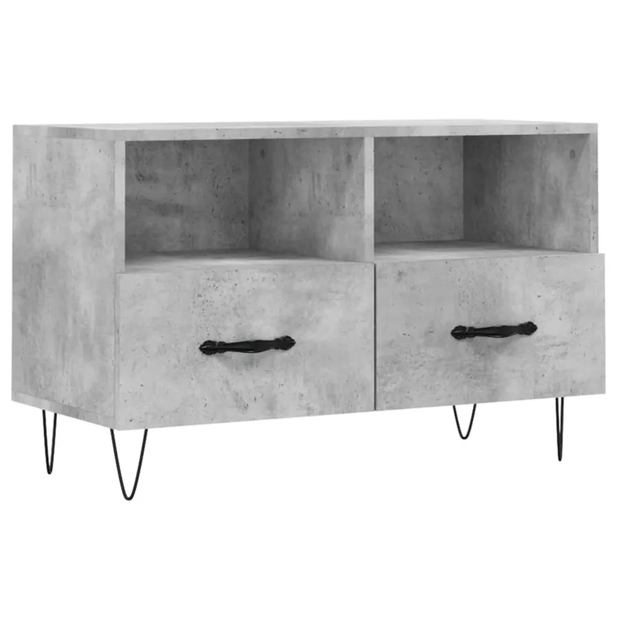 Meuble TV Gris béton 80x36x50 cm Bois d'ingénierie - 2
