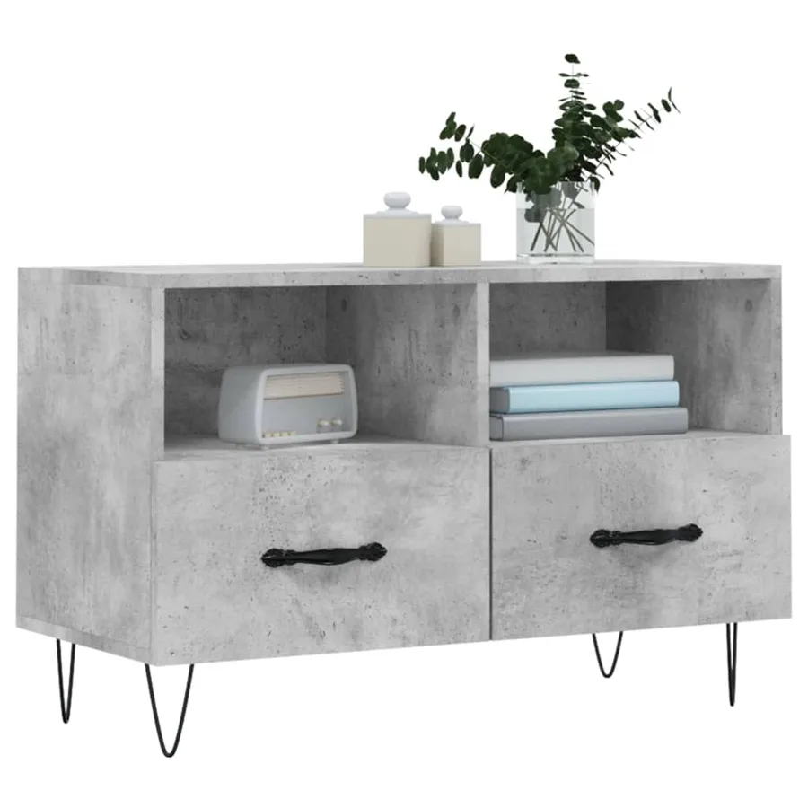 Meuble TV Gris béton 80x36x50 cm Bois d'ingénierie - 3
