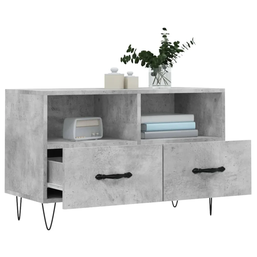 Meuble TV Gris béton 80x36x50 cm Bois d'ingénierie - 4
