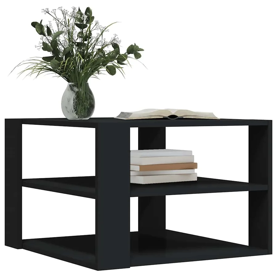 Table basse noir 58x58x40 cm bois d'ingénierie - 3