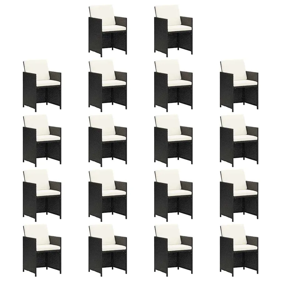 Ensemble à manger de jardin coussins 19 pcs Noir Résine tressée - 4