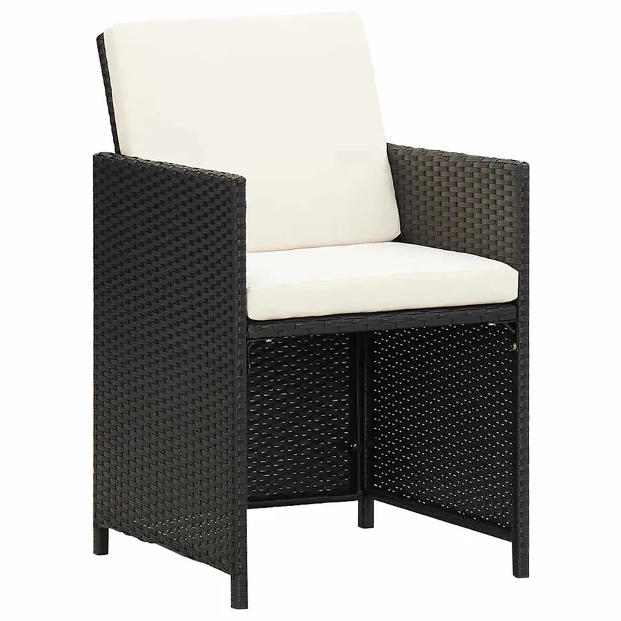 Ensemble à manger de jardin coussins 19 pcs Noir Résine tressée - 5