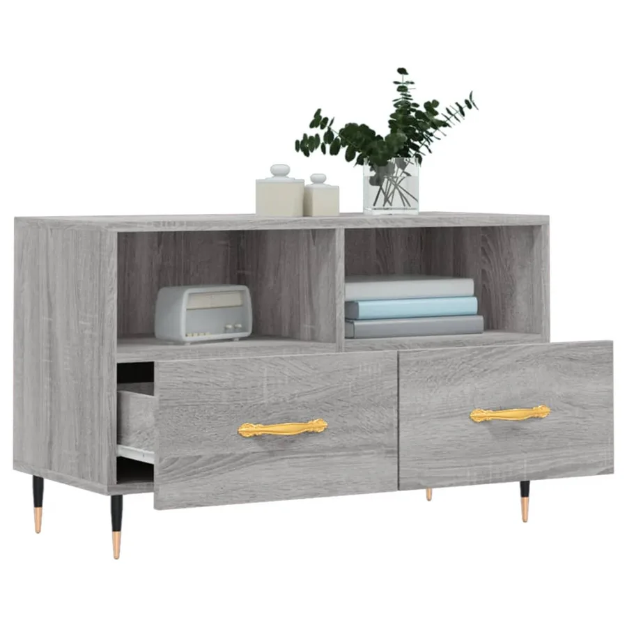 Meuble TV Sonoma gris 80x36x50 cm Bois d'ingénierie - 4