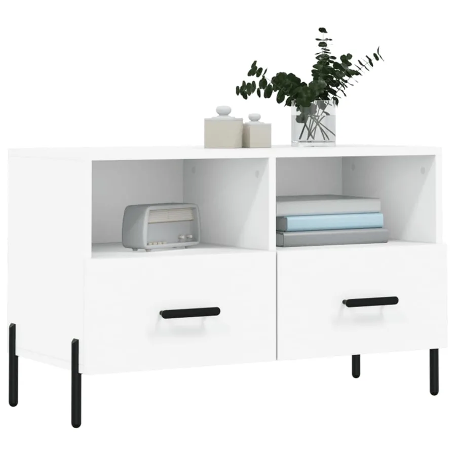 Meuble TV Blanc 80x36x50 cm Bois d'ingénierie - 3