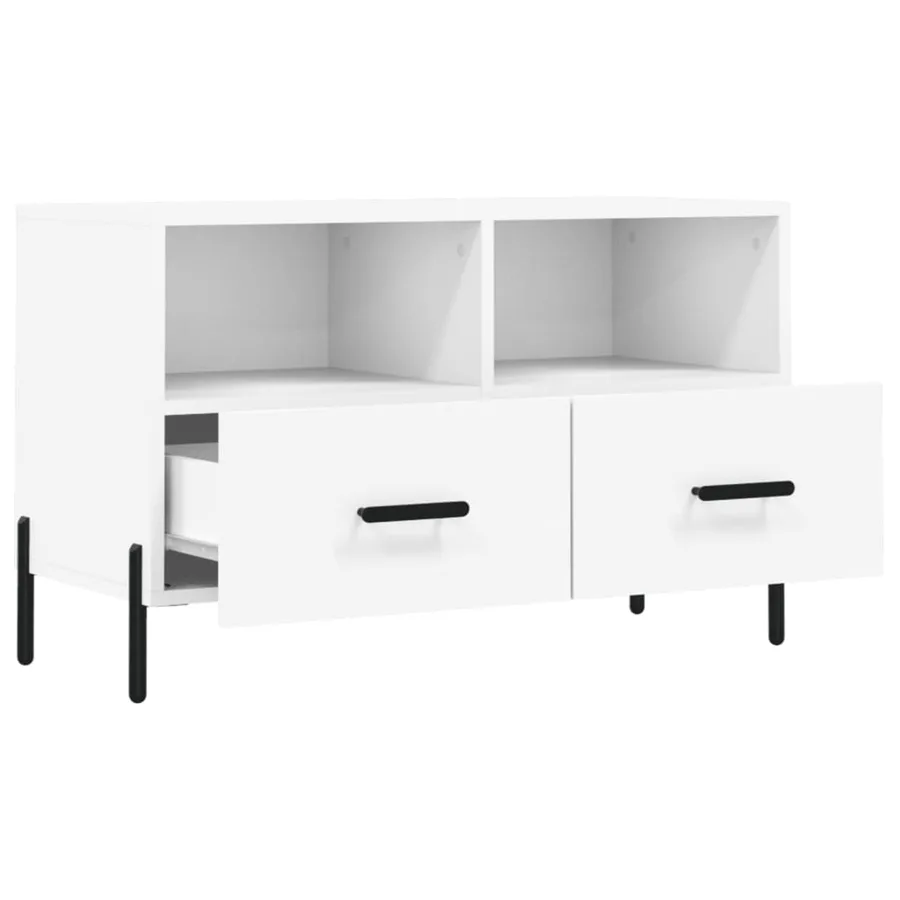Meuble TV Blanc 80x36x50 cm Bois d'ingénierie - 6