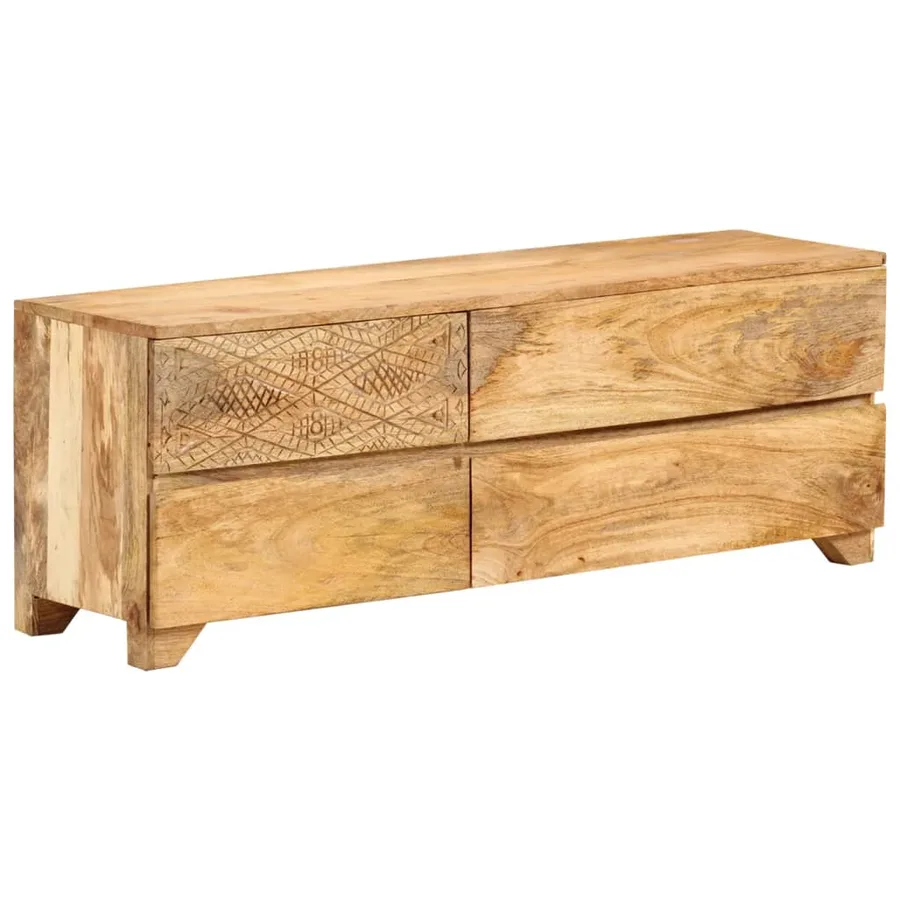 Meuble TV Bois de manguier solide 110x30x40 cm - 10