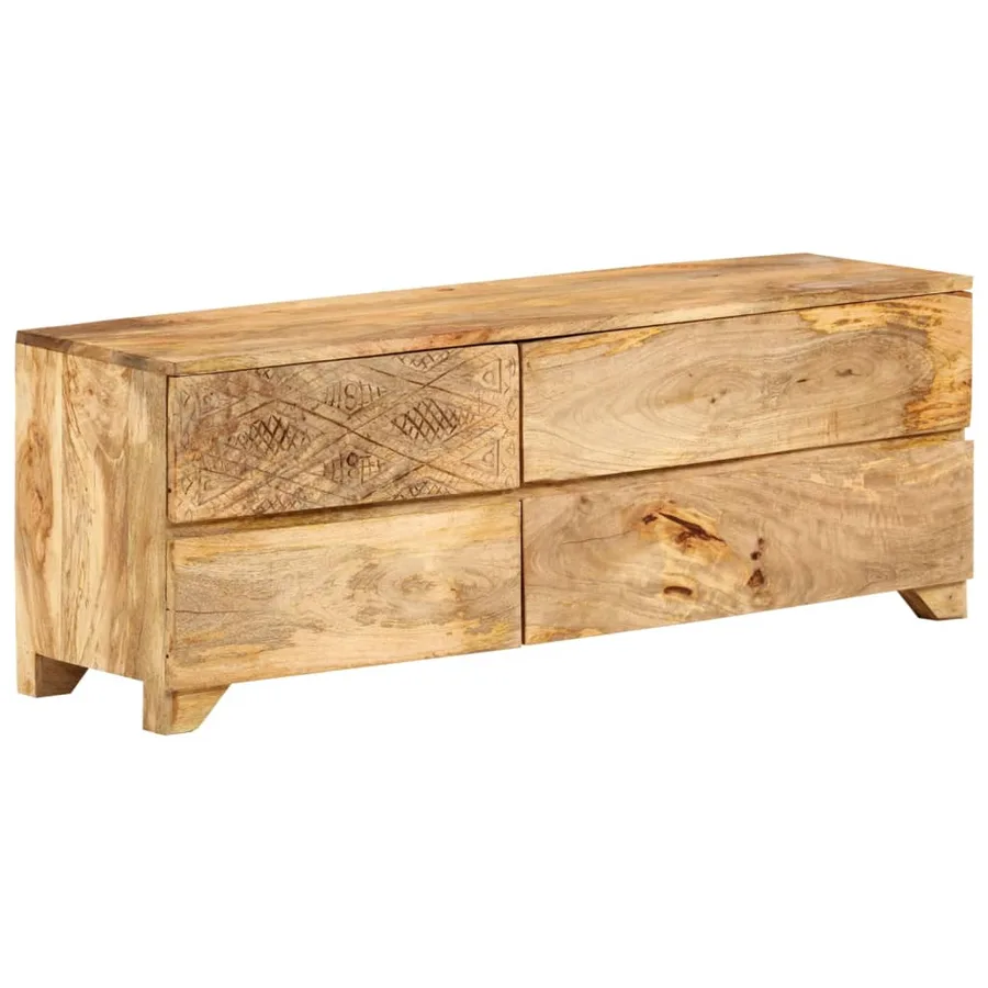 Meuble TV Bois de manguier solide 110x30x40 cm - 11