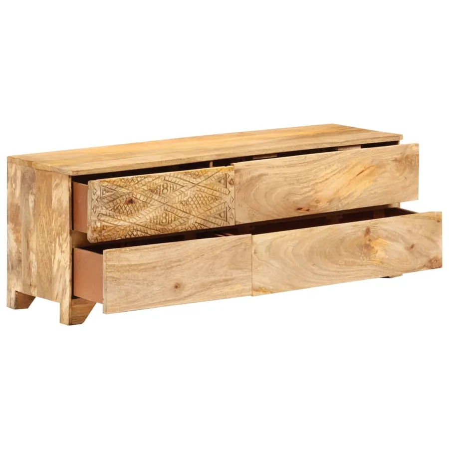 Meuble TV Bois de manguier solide 110x30x40 cm - 4