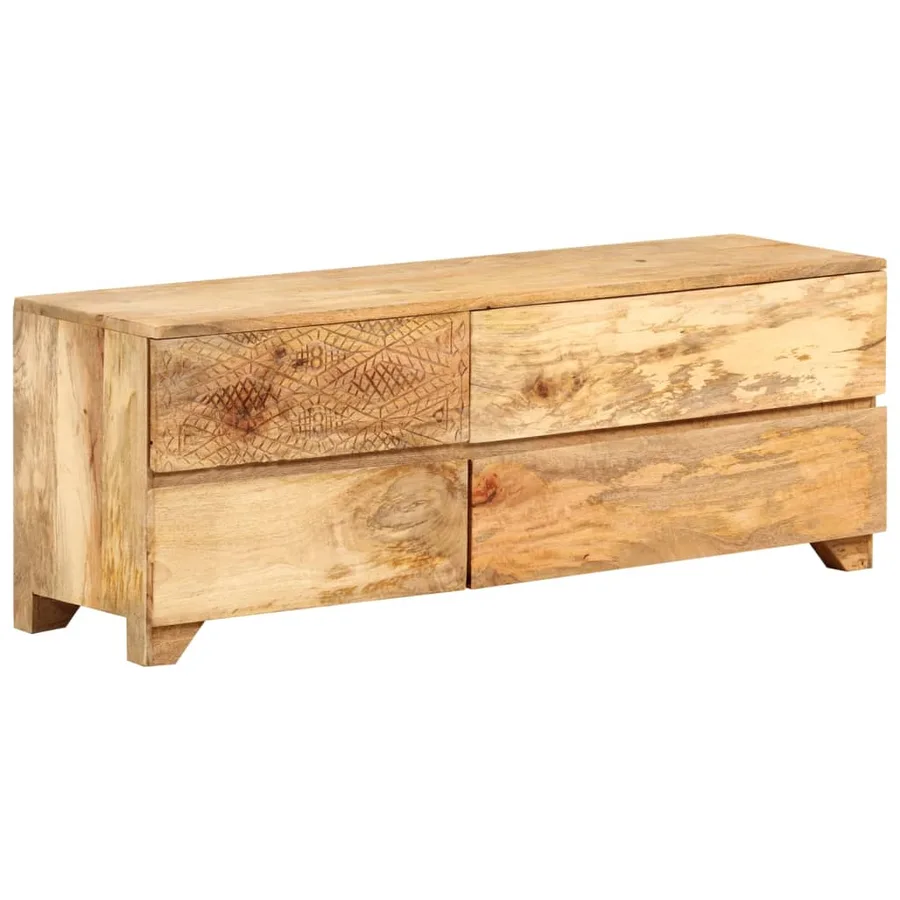 Meuble TV Bois de manguier solide 110x30x40 cm - 9