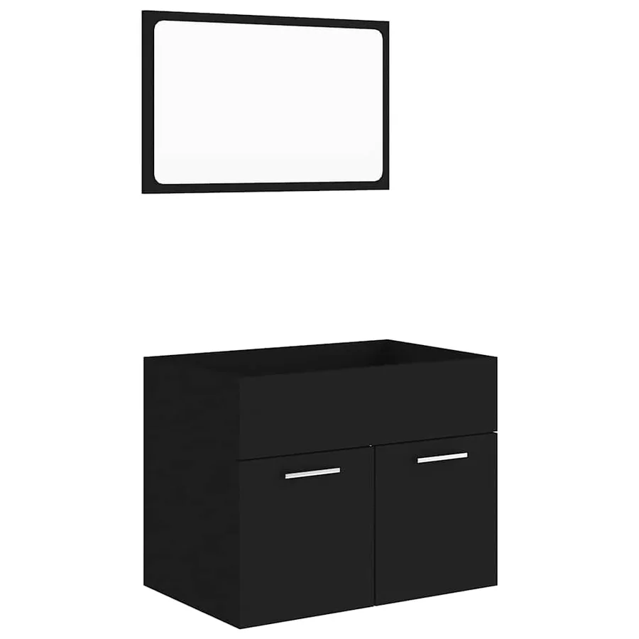 Ensemble de meubles salle de bain 2 pcs Noir Bois d'ingénierie - 2
