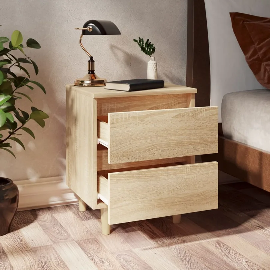 Table de chevet avec pieds en pin Chêne sonoma 40x35x50 cm - 6