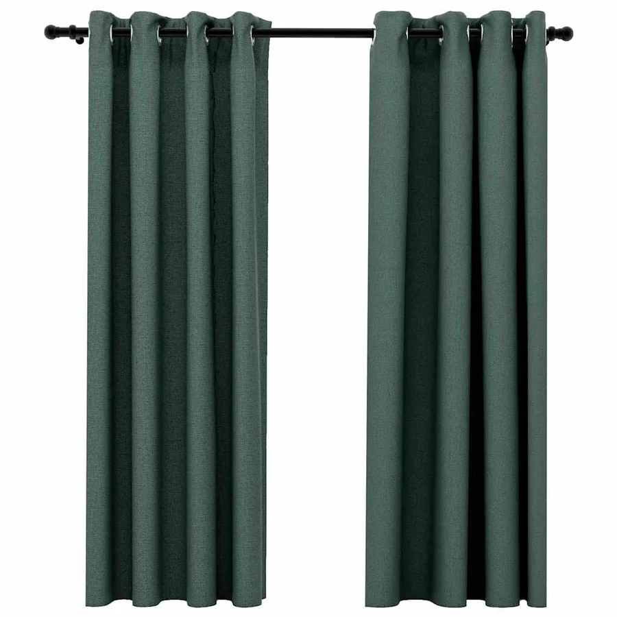 Rideaux occultants Aspect lin avec œillets 2 pcs Vert 140x175cm - 2