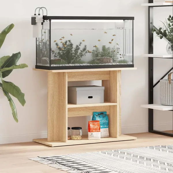 Support pour aquarium chêne sonoma 80x35x60cm bois d'ingénierie