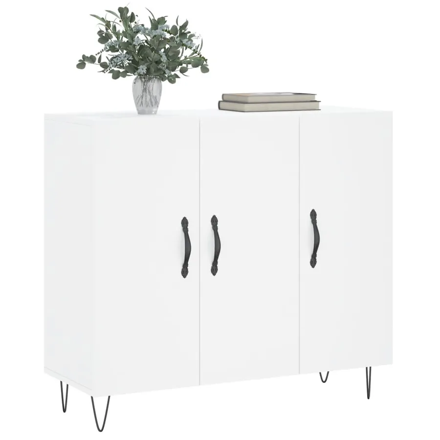 Buffet blanc 90x34x80 cm bois d'ingénierie - 3