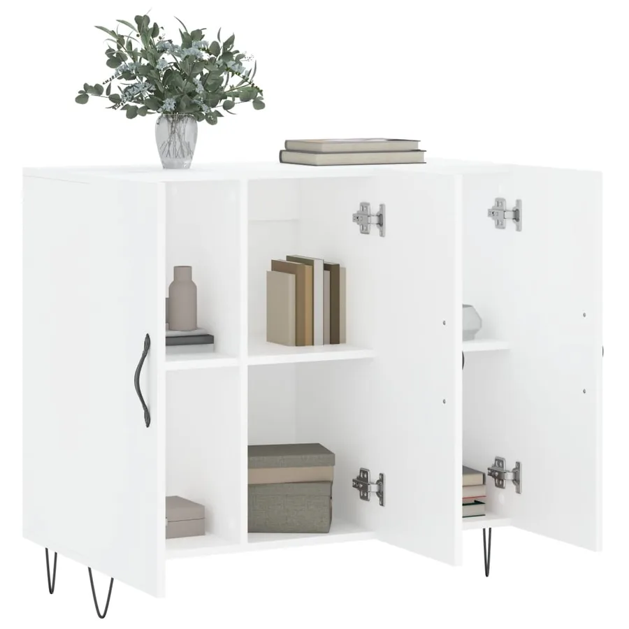 Buffet blanc 90x34x80 cm bois d'ingénierie - 4