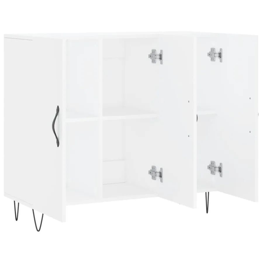 Buffet blanc 90x34x80 cm bois d'ingénierie - 5