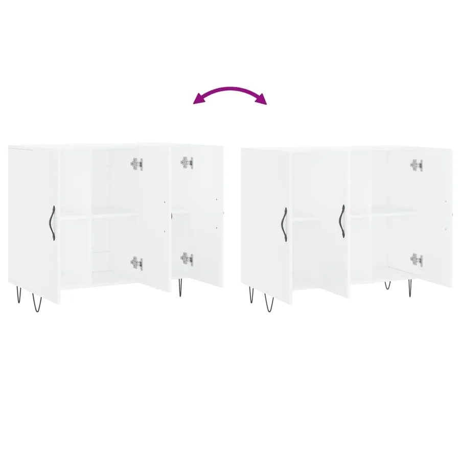 Buffet blanc 90x34x80 cm bois d'ingénierie - 9