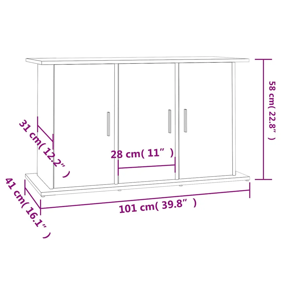 Support d'aquarium Gris béton 101 x 41 x 58 cm Bois d'ingénierie - 11
