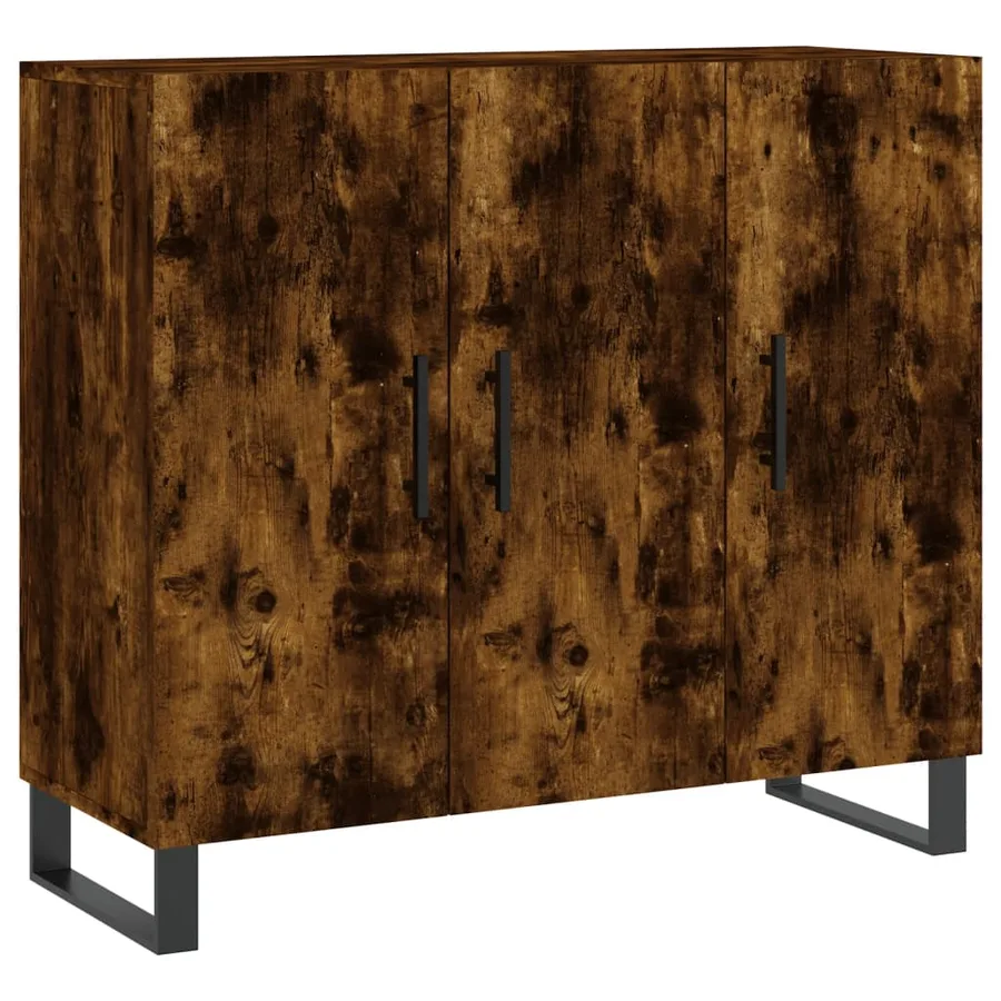 Buffet chêne fumé 90x34x80 cm bois d'ingénierie - 2