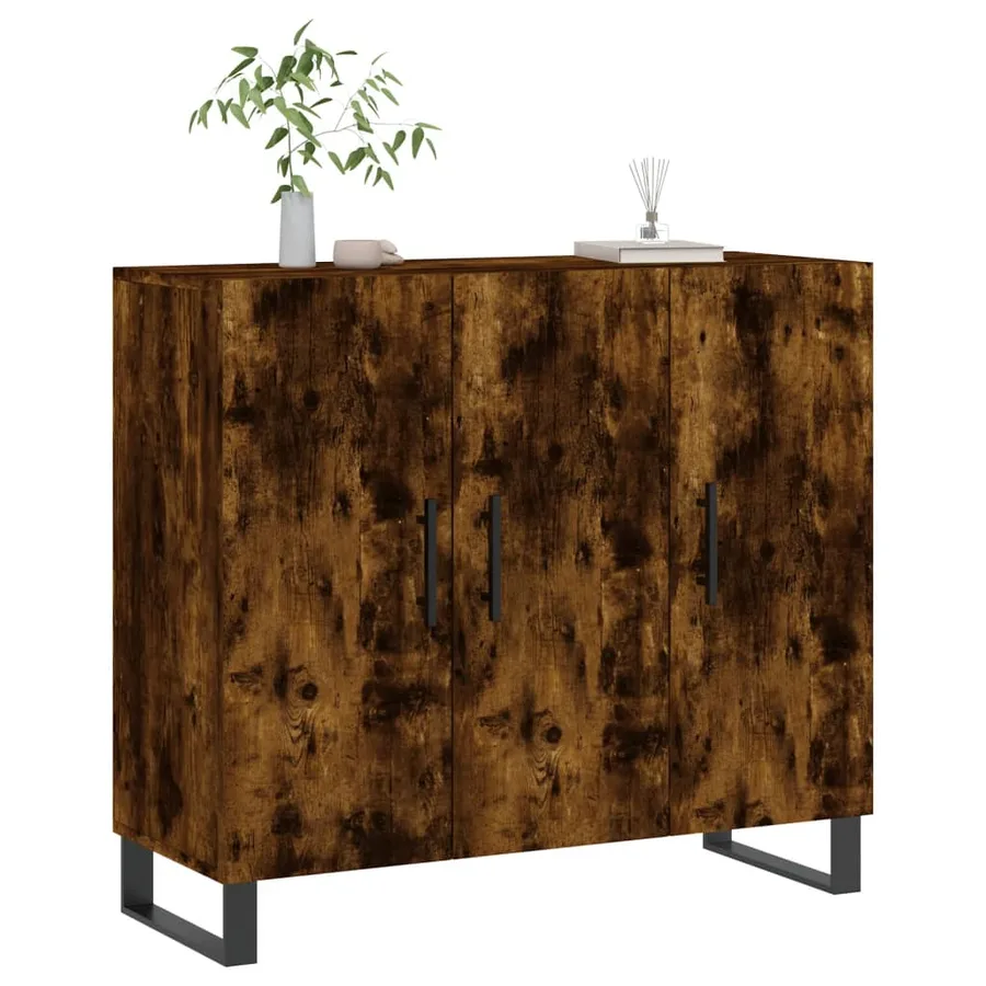 Buffet chêne fumé 90x34x80 cm bois d'ingénierie - 3