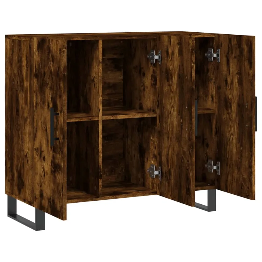 Buffet chêne fumé 90x34x80 cm bois d'ingénierie - 5