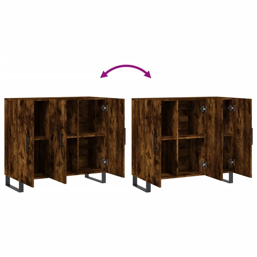 Buffet chêne fumé 90x34x80 cm bois d'ingénierie - 9