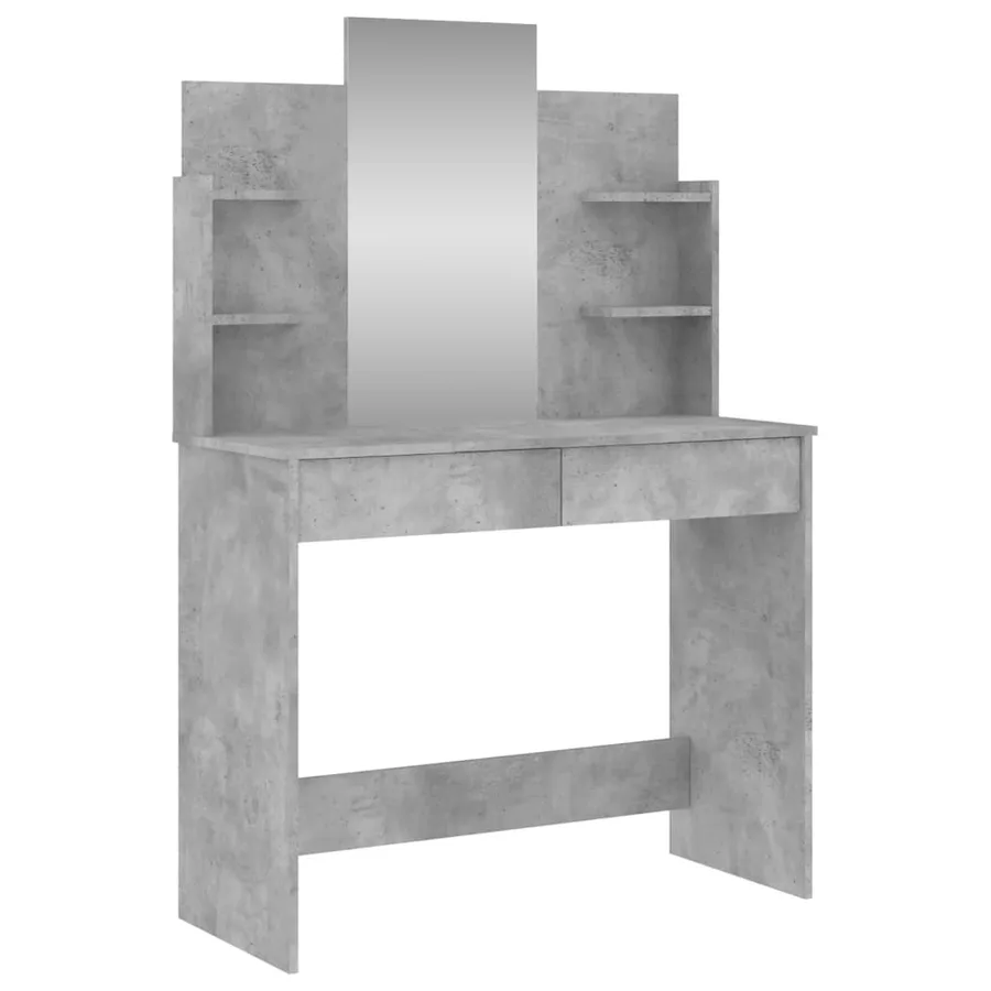 Coiffeuse avec miroir gris béton 96x39x142 cm - 2