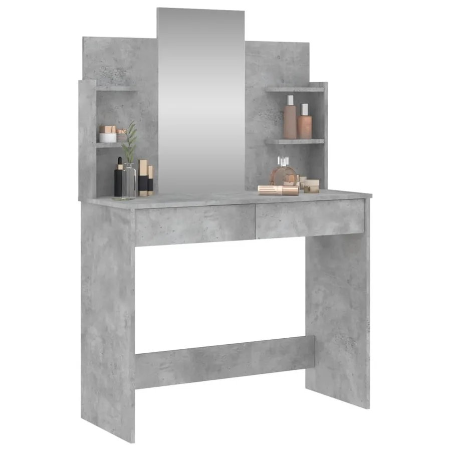 Coiffeuse avec miroir gris béton 96x39x142 cm - 3